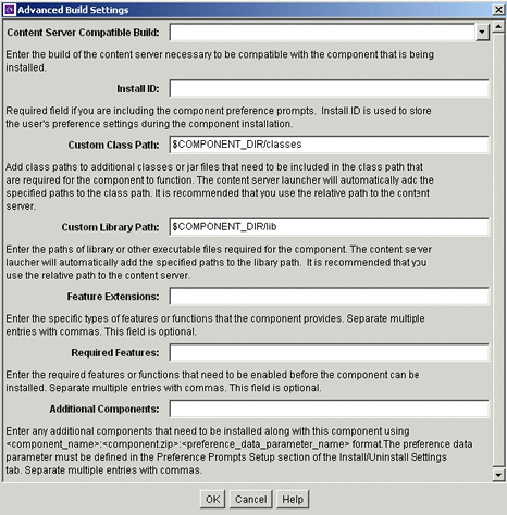 Advanced Build Settings screen. Advanced Build Settings screen.