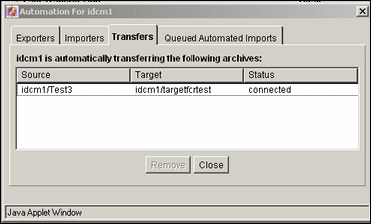 Automation screen Transfers tab. Automation screen Transfers tab.