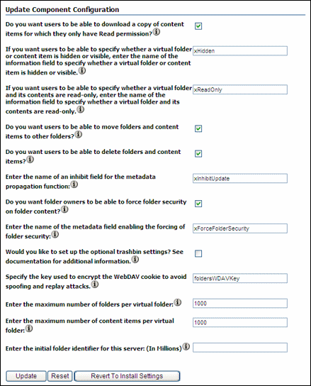 Update Component Configuration Screen for Folders_g Update Component Configuration Screen for Folders_g
