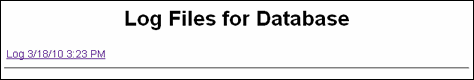 Surrounding text describes Log Files for Database screen. Surrounding text describes Log Files for Database screen.