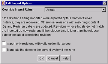 Surrounding text describes Edit Import Options screen. Surrounding text describes Edit Import Options screen.