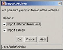 Surrounding text describes Import Archive screen. Surrounding text describes Import Archive screen.