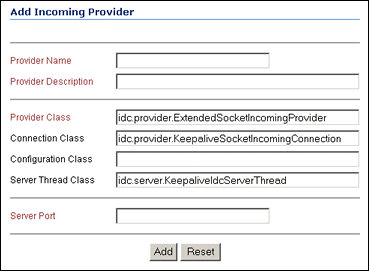 Add Incoming Provider screen for keepalivesocket Add Incoming Provider screen for keepalivesocket