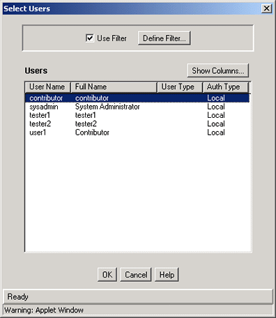 Surrounding text describes Select Users screen. Surrounding text describes Select Users screen.
