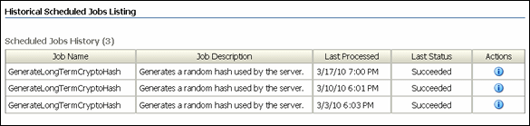 Surrounding text describes Scheduled Jobs History screen. Surrounding text describes Scheduled Jobs History screen.
