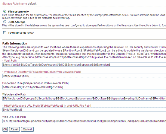 This figure shows the Storage Rule Name default page. This figure shows the Storage Rule Name default page.