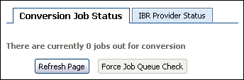 Conversion Job Status page Conversion Job Status page