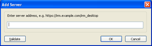 Add Server dialog Add Server dialog