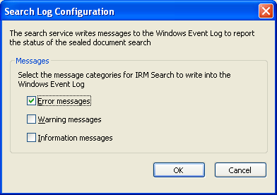 Search Log Configuration dialog Search Log Configuration dialog