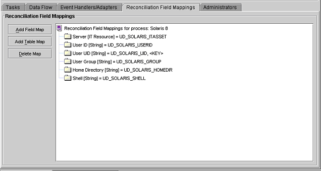 Reconciliation Field Mappings tab Reconciliation Field Mappings tab