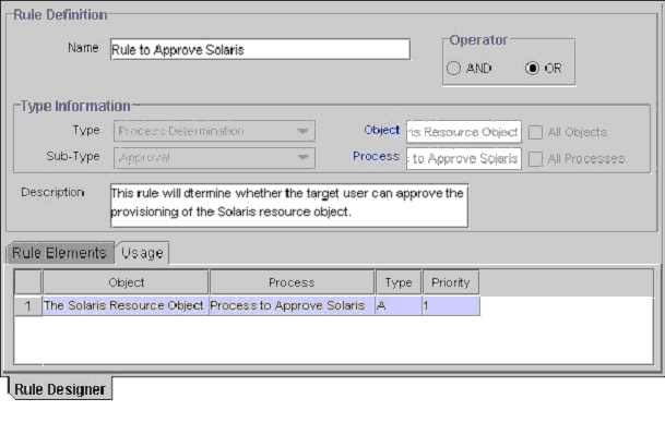 Usage tab of the designer form Usage tab of the designer form
