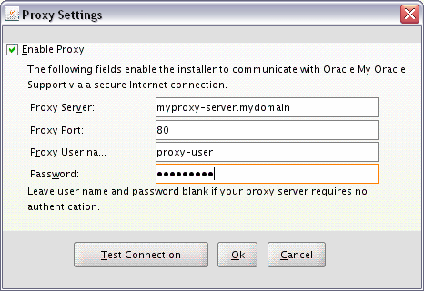 Proxy Configuration Screen Proxy Configuration Screen
