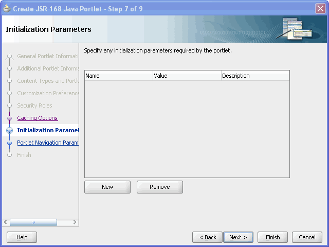 Shows Initialization Parameters page. Shows Initialization Parameters page.