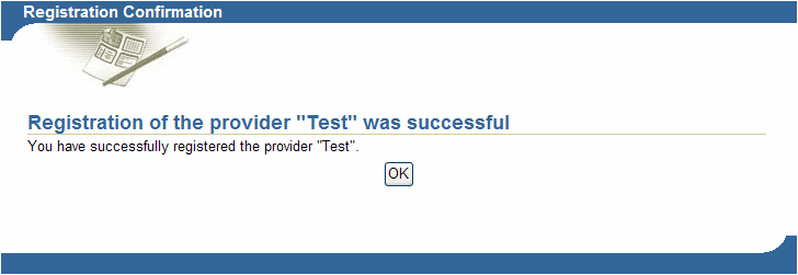 Shows Registration Confirmation page. Shows Registration Confirmation page.