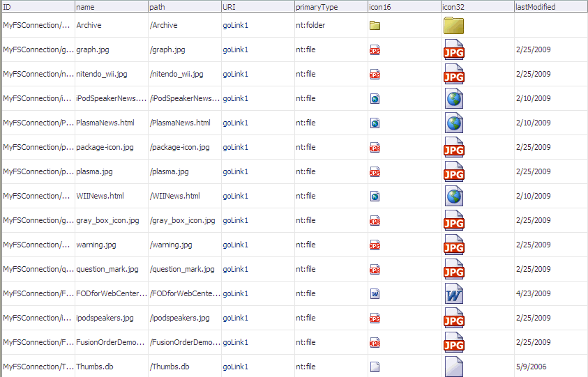 Folder Content in Read Only Table Folder Content in Read Only Table