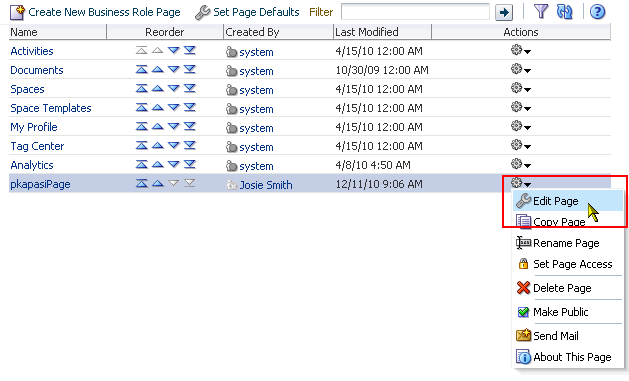 Edit option on page Actions menu Edit option on page Actions menu
