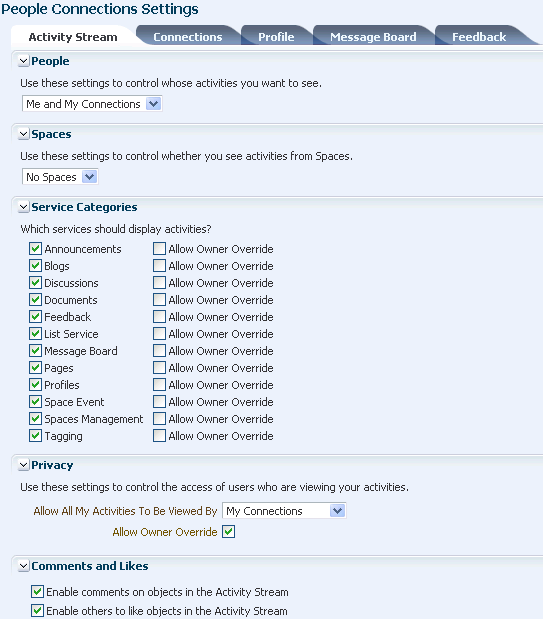 Configuration options for Activity Stream Configuration options for Activity Stream