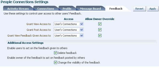 Configuration settings for Feedback Configuration settings for Feedback