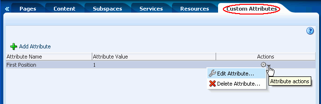 Space Administration: Custom Attributes Page Space Administration: Custom Attributes Page