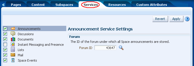Space Administration: Services Page Space Administration: Services Page