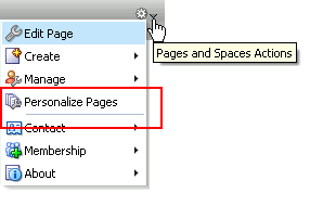 Page and Spaces Actions menu Page and Spaces Actions menu