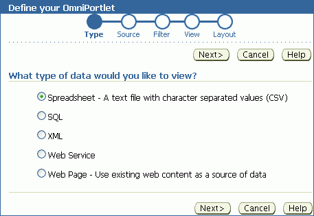 Shows Type tab of OmniPortlet. Shows Type tab of OmniPortlet.