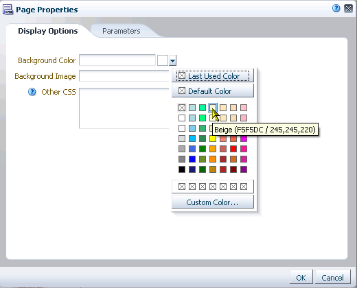 Page background color picker Page background color picker