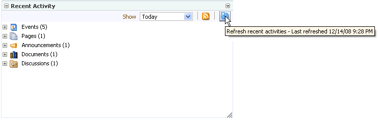 Refresh icon on a Recent Activity task flow Refresh icon on a Recent Activity task flow