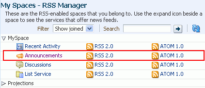 List Service node on RSS page List Service node on RSS page