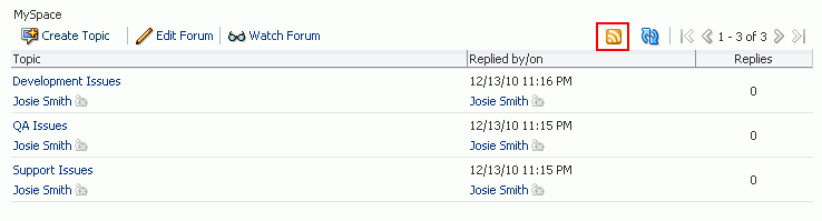 RSS icon on a Discussions page RSS icon on a Discussions page