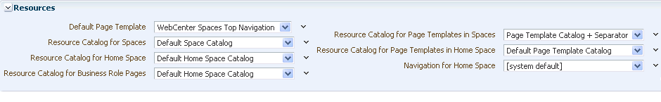 Resources section on the General page (application) Resources section on the General page (application)