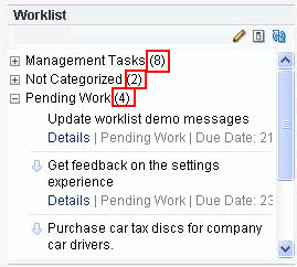 Numbers next to Worklist groups Numbers next to Worklist groups