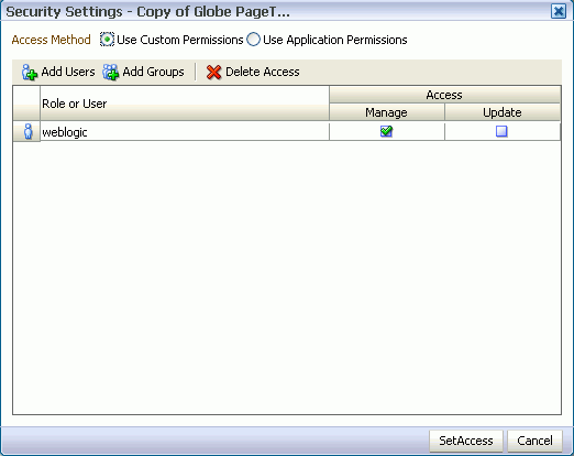 Setting security for a resource Setting security for a resource