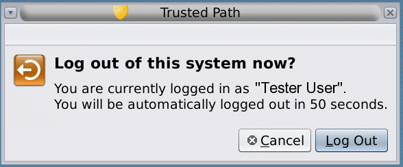 Graphic shows the logout dialog box. image:Graphic shows the logout dialog box.