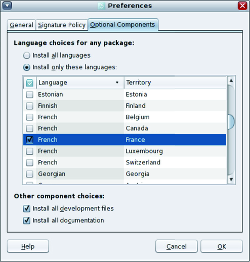 Package Manager: Optional Components image:Package Manager: Optional Components