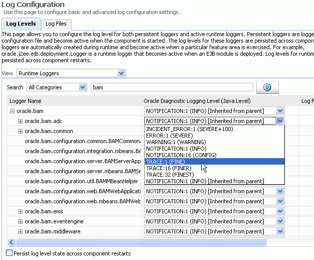 Description of bam_log_config.gif follows Description of bam_log_config.gif follows