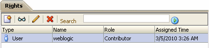 Contexts page, Rights tab Contexts page, Rights tab