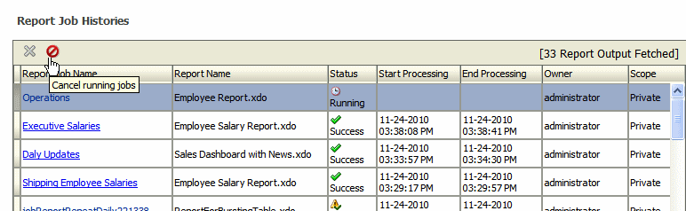 Canceling running jobs