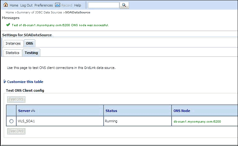 Test ONS Setup was successful