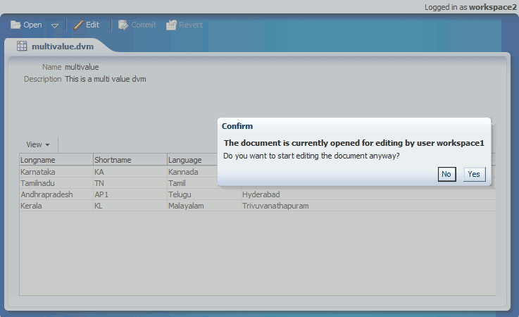 Confirm Dialog Box for Concurrent Users of a DVM Confirm Dialog Box for Concurrent Users of a DVM