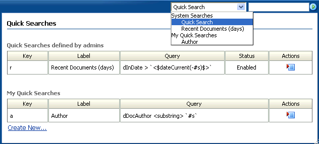 Quick Searches Page Quick Searches Page