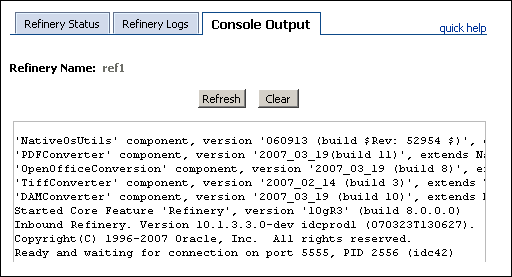 Surrounding text describes console_output_page.gif. Surrounding text describes console_output_page.gif.