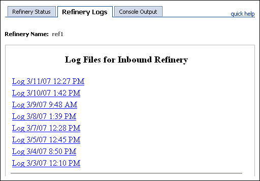 Surrounding text describes refinery_logs_page.gif. Surrounding text describes refinery_logs_page.gif.