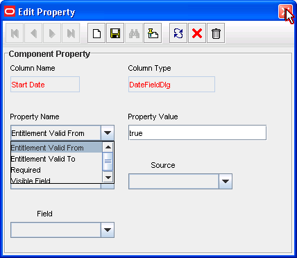 Edit Property dialog box for Start Date field Edit Property dialog box for Start Date field