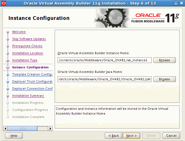 Instance Configuration page Instance Configuration page