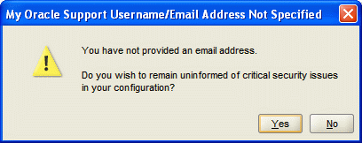 Warning screen: Email Address not Specified Warning screen: Email Address not Specified