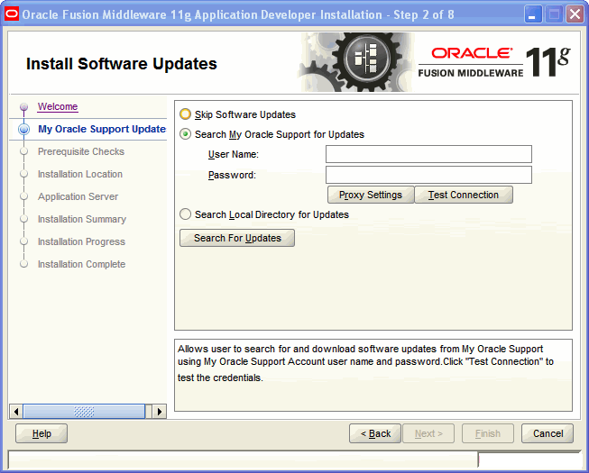 Install Software Updates screen Install Software Updates screen