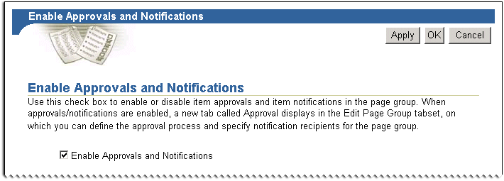 This image shows the Enable Approvals and Notifications page This image shows the Enable Approvals and Notifications page