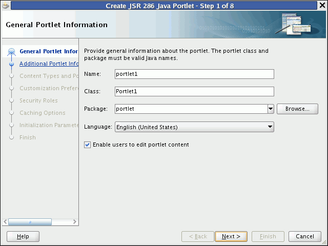 Shows General Portlet Properties page. Shows General Portlet Properties page.