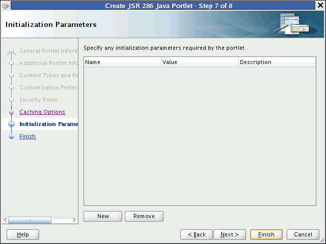 Shows Initialization Parameters page. Shows Initialization Parameters page.